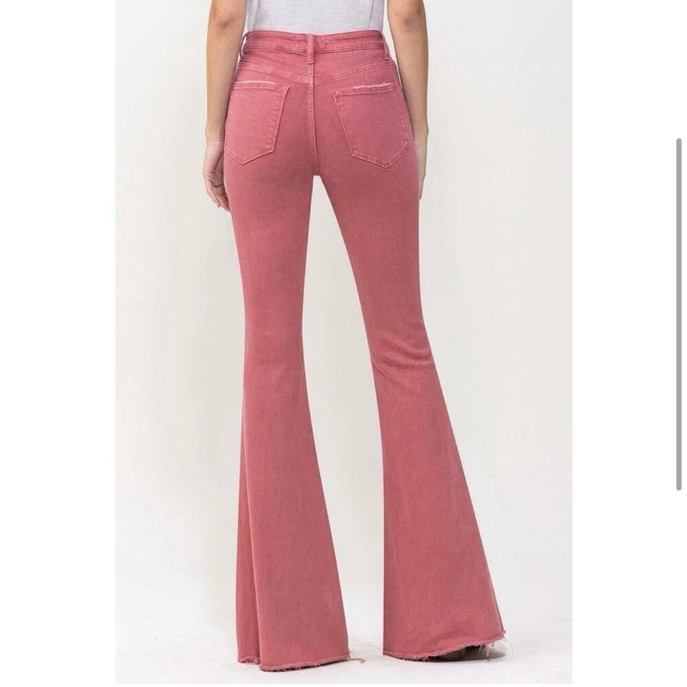 Vervet Bella women’s high rise flare mineral red raw hem new with tags plus 22